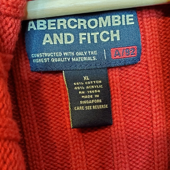Abercrombie & Fitch RED Heavy Ribbed Knit Turtle Neck Sweater XL - Picture 9 of 10
